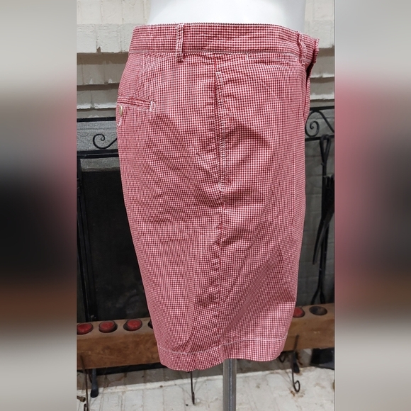 DANIEL CREMIEUX Newport Men's 100% COTTON SHORTS Red Checkered Preppy Pant Sz 38 - Picture 5 of 11